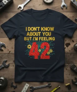 I Don't Know About You But I'm Feeling 42 T-Shirt with circuit board design and large red number 42