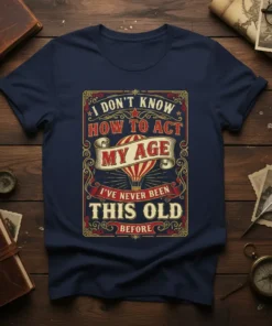 I Don't Know How to Act My Age I've Never Been This Old Before quote t-shirt with vintage hot air