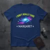 I Don't Really Care Margaret funny name quote t-shirt with a swirling galaxy graphic