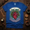I Dreadheads heart t-shirt design featuring an anatomical heart with green dreadlocks and gothic text
