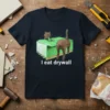 I Eat Drywall t-shirt with a funny cat graphic of a cat emerging from a stack of drywall