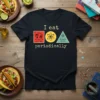 I eat Ta Cobalt periodically science humor t-shirt design featuring periodic table elements and tacos