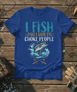 I FISH SO I DON'T CHOKE PEOPLE funny fishing quote t-shirt with bass graphic