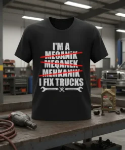 I FIX TRUCKS MECHANIC DESIGN bold graphic design printed on comfortable cotton t-shirt