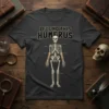 I Found This Humerus funny pun t-shirt featuring a skeleton diagram with highlighted humerus bones