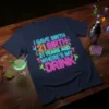 I Gave Birth 21 Birth 21 Years Ago Where's My Drink neon text design on a navy t-shirt for 21st