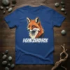I Give Zero Fox graphic tee with a geometric fox illustration and bold text, available in various sizes and colors
