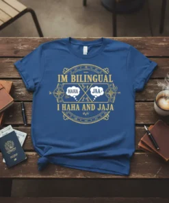 I HAHA AND JAJA BILINGUAL T-SHIRT stylish graphic design printed on comfortable cotton t-shirt