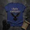 I hate everyone t-shirt with a detailed gothic demon illustration and distressed typography