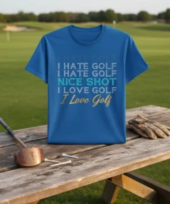 I HATE GOLF I text design featuring detailed typography on quality t-shirt