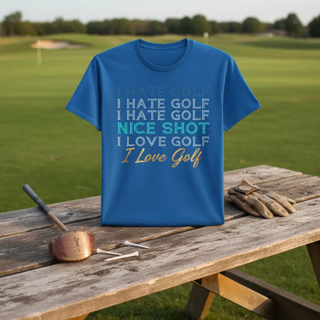 I HATE GOLF I quote printed with eye-catching design on breathable fabric t-shirt design