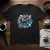 I have anxiety text design with graffiti style, skulls, and colorful splatters on a black t-shirt