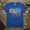 Christian t-shirt with the quote "i have decided to FOLLOW jesus" and a colorful dove graphic