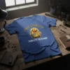 I Have Stability (Ability to Stab) funny chicken meme t-shirt design in yellow and white text with a blue shirt
