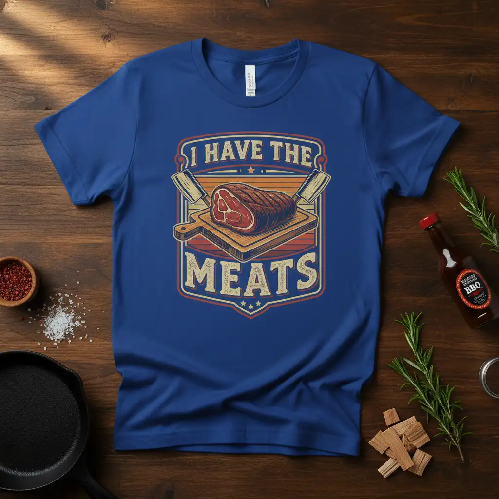 I Have The Meats quote design with steak and knives, perfect for grill masters