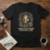 I Have To Say Weird Stuff Or I'll Die quote on a t-shirt with a frog holding coffee, surrounded by