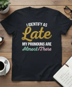 I IDENTIFY AS Late text design featuring eye-catching typography on quality t-shirt