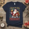 I Jingled His Bells And Now I'm Pregnant funny Santa Christmas maternity tee design with festive text and graphics
