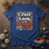 I Just LOOK Illegal t-shirt with colorful sugar skull designs and Mexican-inspired border