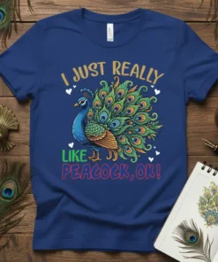 I JUST REALLY LIKE PEACOCK, OK! detailed graphic design printed on comfortable cotton t-shirt