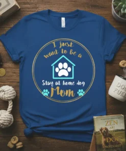 Stay at home dog mom t-shirt with text "I just want to be a Stay at home dog Mom" and