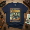 I Just Want To Go Riding And Ignore All My Adult Problems T-Shirt design with UTV graphic and mountain background