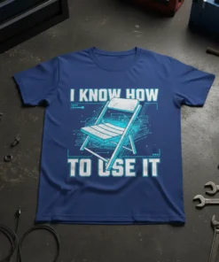 I Know How To Use It T-Shirt with circuit board design and folding chair graphic