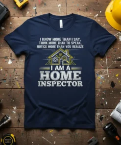 Navy blue t-shirt with bold white and yellow text stating "I Know More Than I Say, Think More Than To