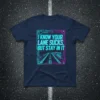 I Know Your Lane Sucks, But Stay In It text design with a futuristic road graphic on a navy blue