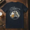 T-shirt with "I Know The Owner. Too." text and grim reaper holding a beer, surrounded by chains and flames