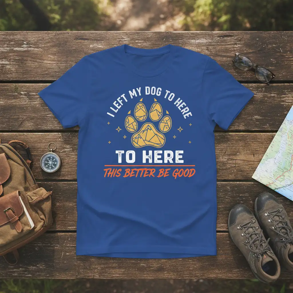 I Left My Dog To Here To Here This Better Be Good humorous quote and paw print graphic t-shirt design