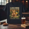 I Like Beer And My Cat And Maybe 3 People quote on a t-shirt with a graphic of a cat