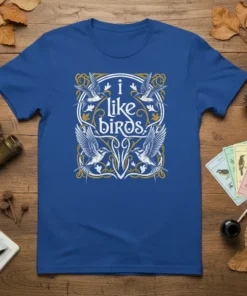 i like birds. detailed graphic design printed on comfortable cotton t-shirt