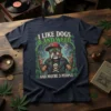 I Like Dogs & And Weed And Maybe 3 People T-Shirt design featuring a cool bulldog smoking a cigar and