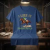 I Like It Derby Style horse racing t-shirt design featuring a galloping thoroughbred and jockey