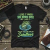 Funny fishing t-shirt with the quote "I Like It When She Bends Over But I Love It When She Tugs