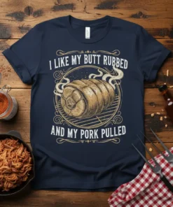 I Like My Butt Rubbed And My Pork Pulled text with a graphic of a roast on a grill
