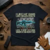 Political statement t-shirt with text "I Like My Guns Like Democrats We the People Like Their Voters Undocumented" and an
