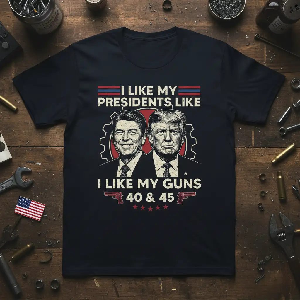 I LIKE MY PRESIDENTS, quote printed with creative illustration on breathable fabric t-shirt design