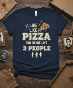 T-shirt with the quote "I Like Like Pizza And Maybe Like 3 People" and a slice of pizza graphic