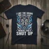 I Like The Sound Some People Make When They Shut Up t-shirt with a fierce wolf graphic and lightning accents