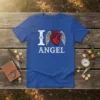 I Love Angel t-shirt with a distressed 'I', a winged anatomical heart, and the word 'ANGEL' below