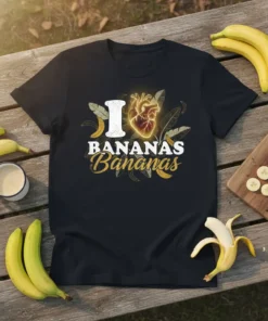 I Love Bananas Heart T-Shirt detailed graphic design printed on comfortable cotton t-shirt