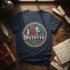 I Love Beethoven t-shirt design featuring a portrait of Beethoven and musical notes
