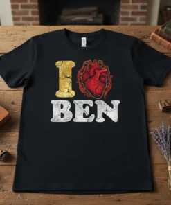 I Love Ben Heart T-Shirt with anatomical heart graphic and distressed text