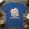 I Love Boba Cat T-Shirt featuring a kawaii cat drinking bubble tea, with text "I LOVE BOBA CAT" below
