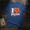 I Love Bryson t-shirt with a flaming heart graphic and distressed text, designed for city pride