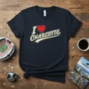 I Love Charlotte t-shirt with a red heart graphic and vintage-style text
