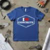 I Love Concrete T-Shirt design with red heart and distressed hexagon border