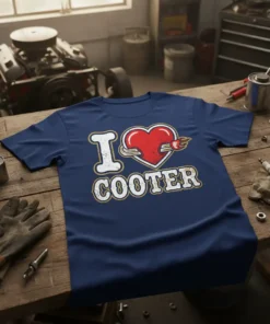 I Love Cooter t-shirt with a vintage retro heart graphic and distressed text